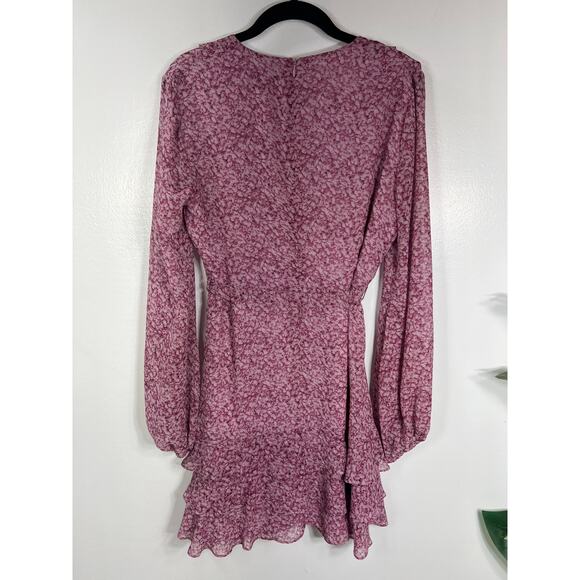 Bardot Dress Pink Long Sleeve Wrap 8 M Occasion Wedding Guest Evening - Picture 4 of 10